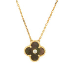 [Solara Jewelry] クローバー 15MM ダイヤモンド & グレーマザーオブパール ネックレス