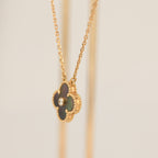[Solara Jewelry] クローバー 15MM ダイヤモンド & グレーマザーオブパール ネックレス