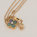 [Solara Jewelry] クローバー 15MM ダイヤモンド & グレーマザーオブパール ネックレス