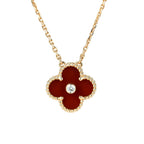 [Solara Jewelry ]クローバー 15mm ダイヤモンド カーネリアン ネックレス