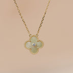 [Solara Jewelry ]クローバー 15MM ダイヤモンド ゴールド マザーオブパール ネックレス