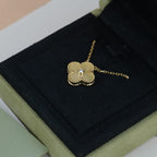 [Solara Jewelry ]クローバー 15MM ダイヤモンド ゴールド マザーオブパール ネックレス