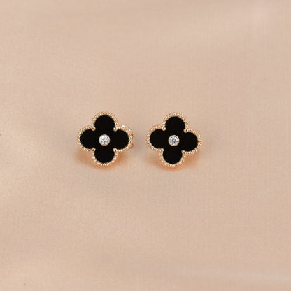 [Solara Jewelry ]KLEEBATT MITTEL 1 MOTIVE ONYX DIAMANT OHRRINGE