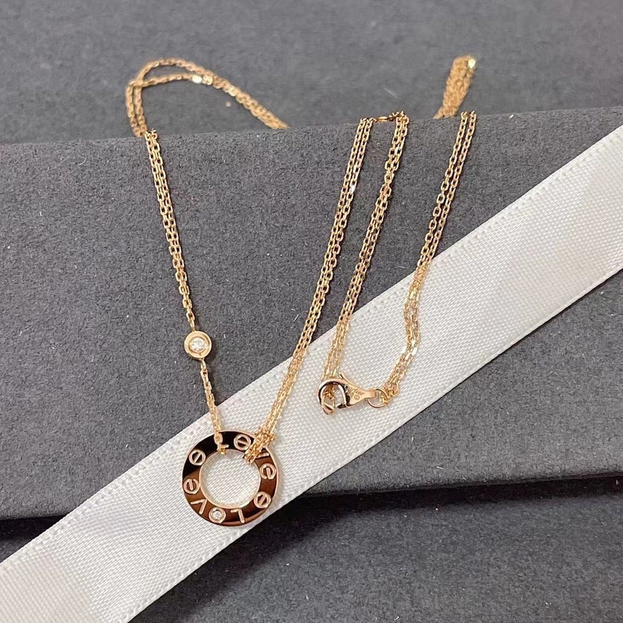 [Solara Jewelry ]LOVE NECKLACE 16MM 2 DIAMONDS