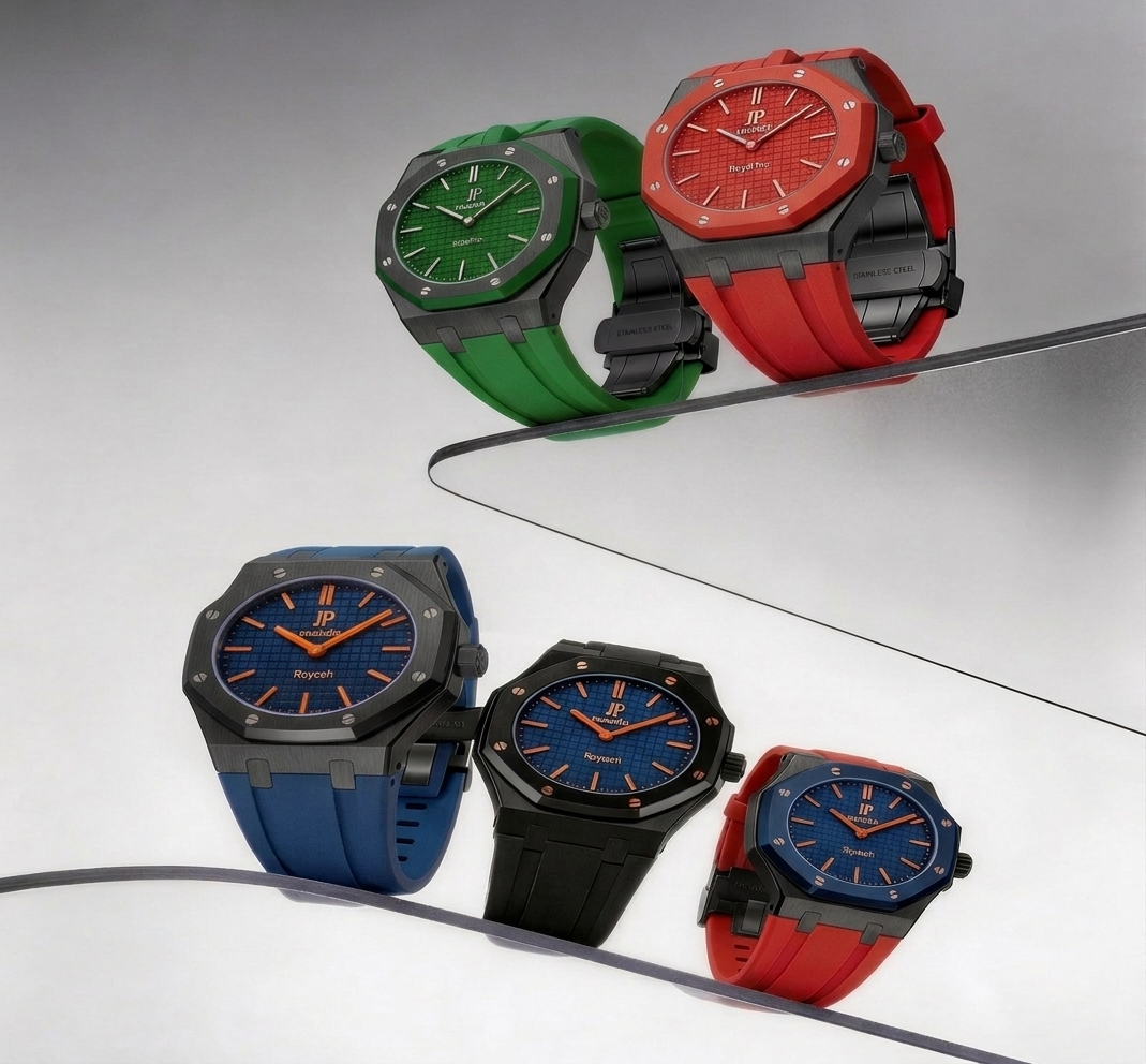 Eiche Pop Schwarz Stahl Silikonarmband