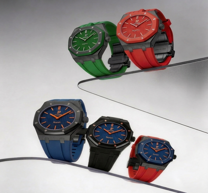 Eiche Pop Schwarz Stahl Silikonarmband