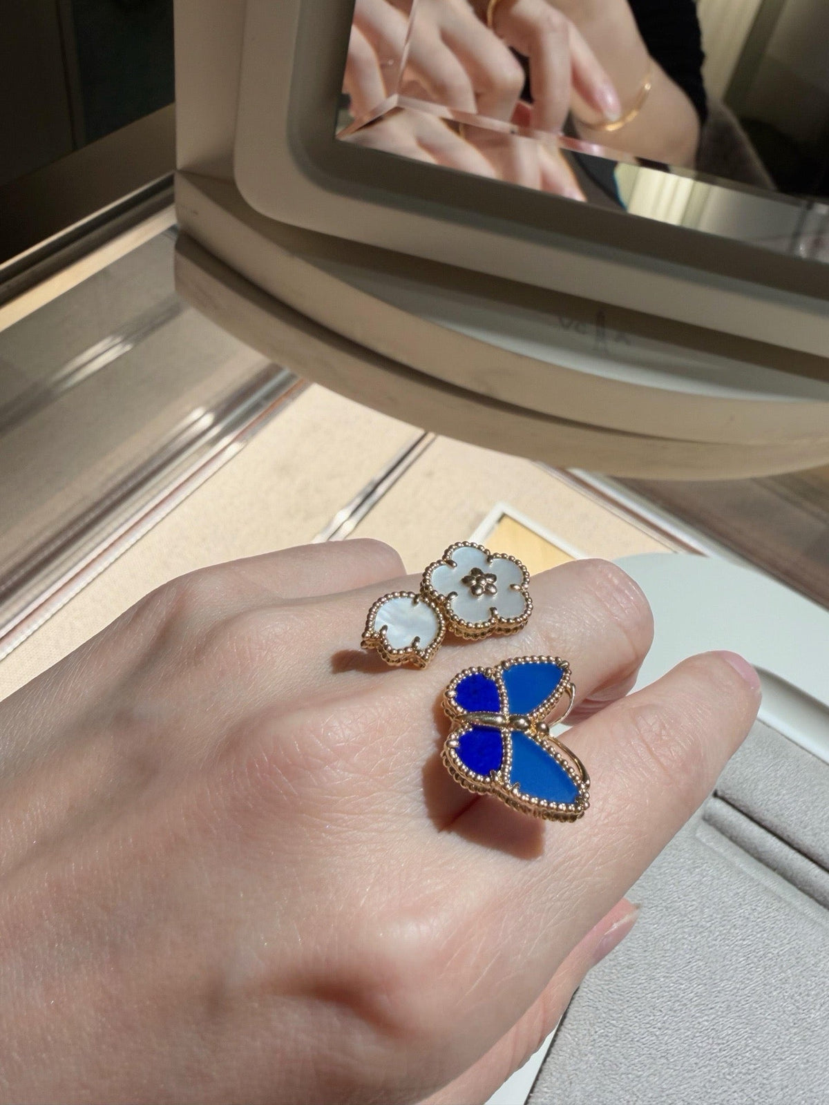[Solara jewelry]ラッキースプリング バタフライオープンフェイスリング