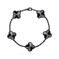 [Solara Jewelry ]CLOVER 5 MOTIF BLACK BRACELET