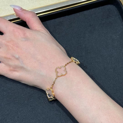 [Solara Jewelry ]CLOVER 5 MOTIV BERGKRISTALL ROSÉGOLD ARMBAND