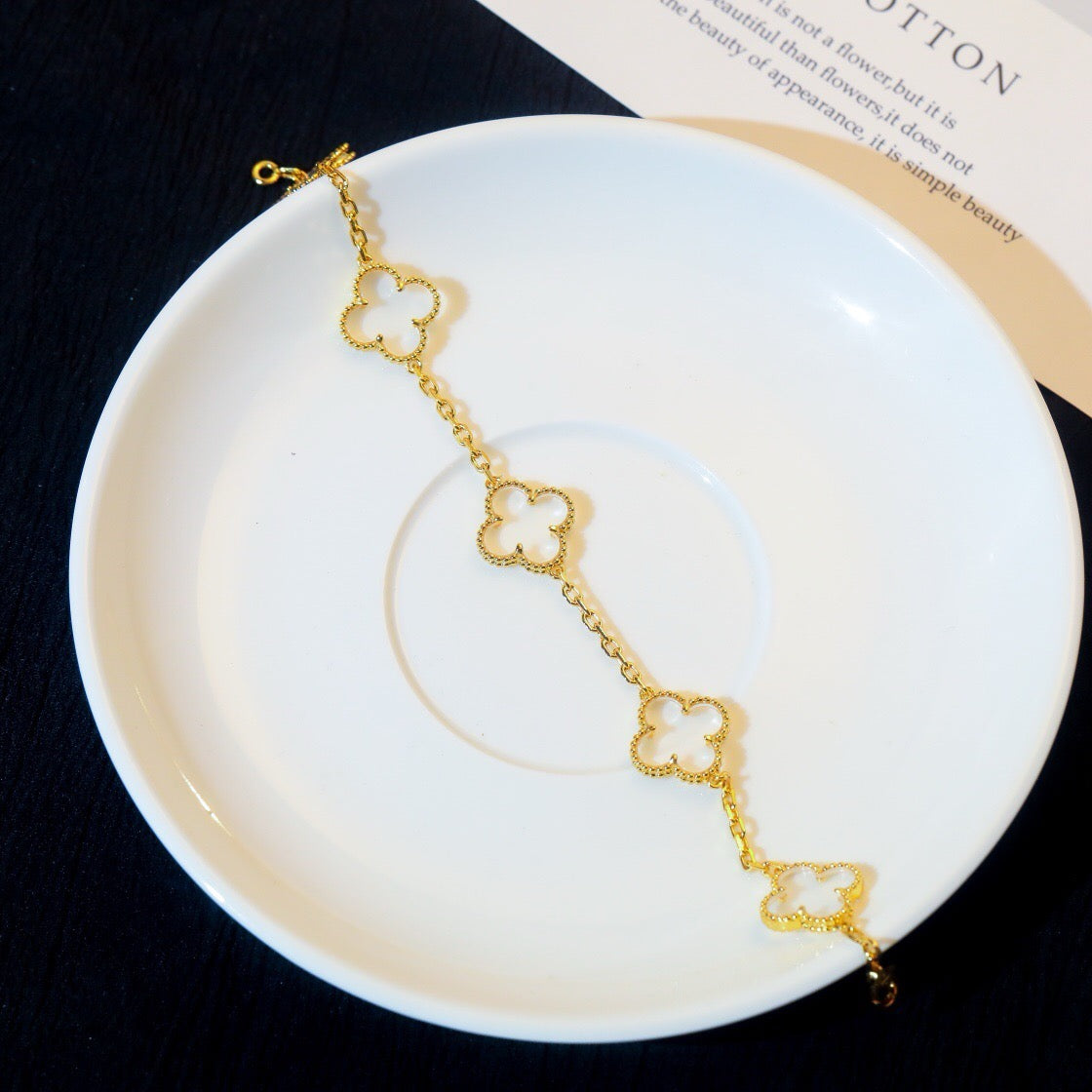 [Solara Jewelry ]CLOVER 5 MOTIV BERGKRISTALL ROSÉGOLD ARMBAND