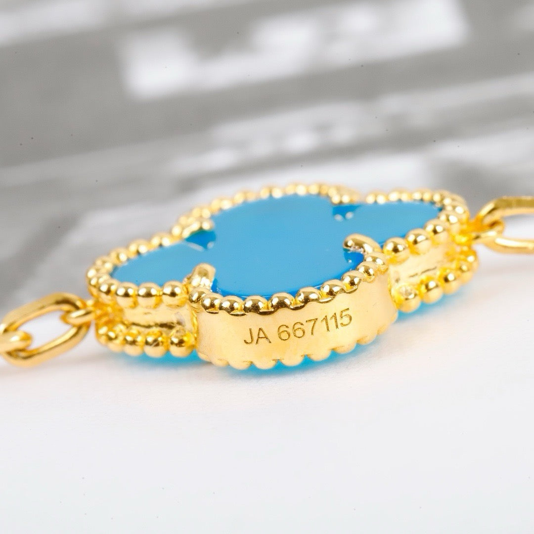 [Solara Jewelry ]KLEEBATT 5 MOTIVE TÜRKIS ARMREIF