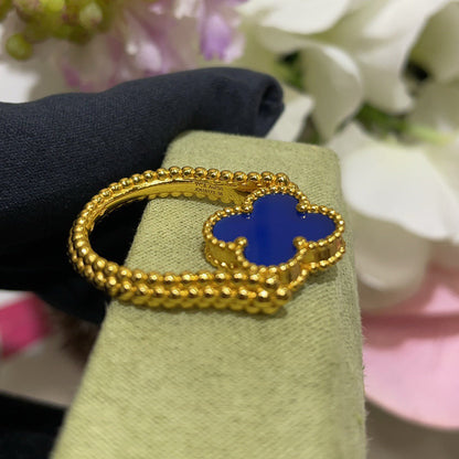 [Solara Jewelry ]CLOVER RIVERSIBLE BLUE AGATE RING