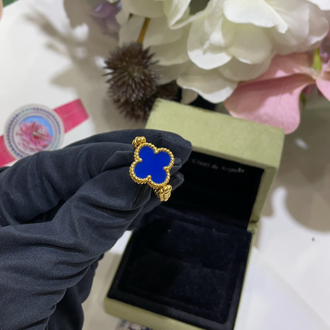 [Solara Jewelry ]CLOVER RIVERSIBLE BLUE AGATE RING