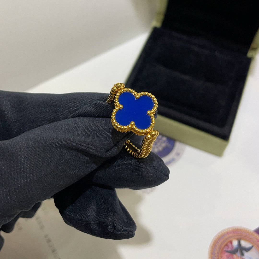 [Solara Jewelry ]CLOVER RIVERSIBLE BLUE AGATE RING