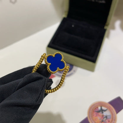 [Solara Jewelry ]CLOVER RIVERSIBLE BLUE AGATE RING