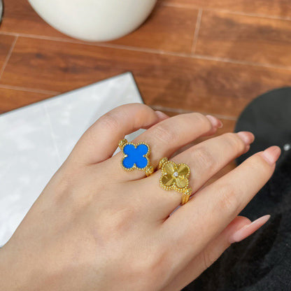 [Solara Jewelry ]CLOVER RIVERSIBLE BLUE AGATE RING