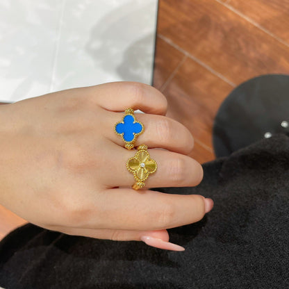 [Solara Jewelry ]CLOVER RIVERSIBLE BLUE AGATE RING