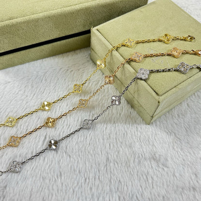 [Solara Jewelry] クローバー 6モチーフ ダイヤモンド レーザー ブレスレット