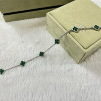 [Solara Jewelry ]CLOVER 6 MOTIF MALACHITE BRACELET