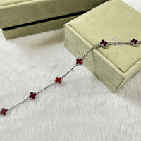 [Solara Jewelry ]CLOVER 6 MOTIF RED AGATE BRACELET