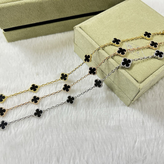 [Solara Jewelry ]クローバー 6モチーフ オニキス ブレスレット