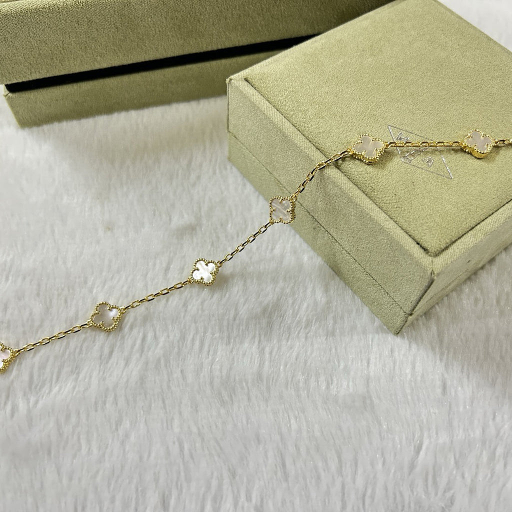 [Solara Jewelry ]KLEEBÜTTCHEN-ARMBAND MIT 6 MOTIVEN, WEISSES PERLMUTT