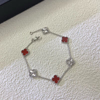 [Solara Jewelry ]CLOVER 6 MOTIF RED AGATE LASER BRACELET