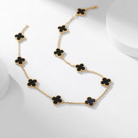 [Solara Jewelry ]CLOVER 10 MOTIFS ONYX NECKLACE