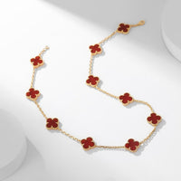 [Solara Jewelry ]CLOVER 10 MOTIFS CARNELIAN NECKLACE