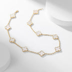 [Solara Jewelry ]CLOVER 10 MOTIFS WEISSE PERLMUTTKETTE