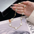 [Solara Jewelry ]CLOVER 10 MOTIFS WEISSE PERLMUTTKETTE