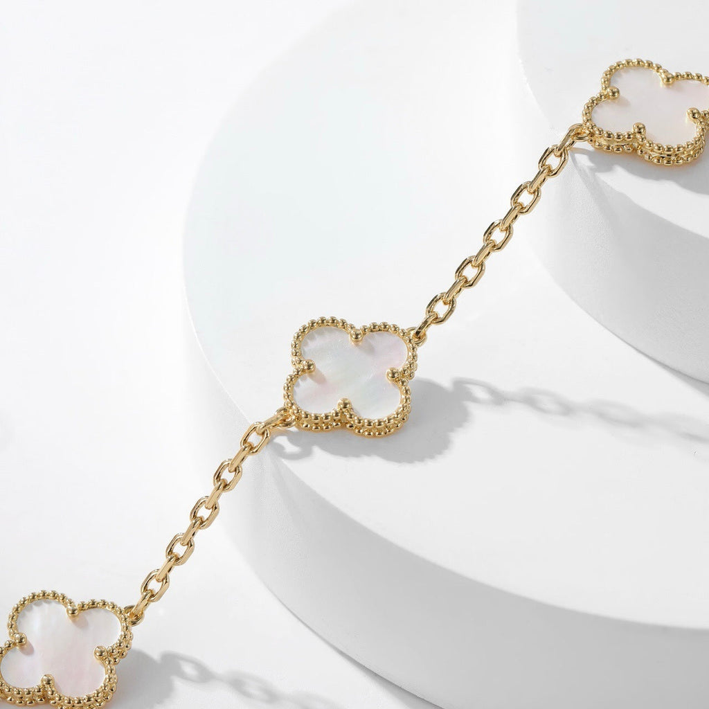 [Solara Jewelry ]CLOVER 10 MOTIFS WEISSE PERLMUTTKETTE