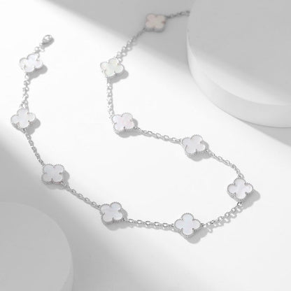 [Solara Jewelry ]CLOVER 10 MOTIFS WEISSE PERLMUTTKETTE