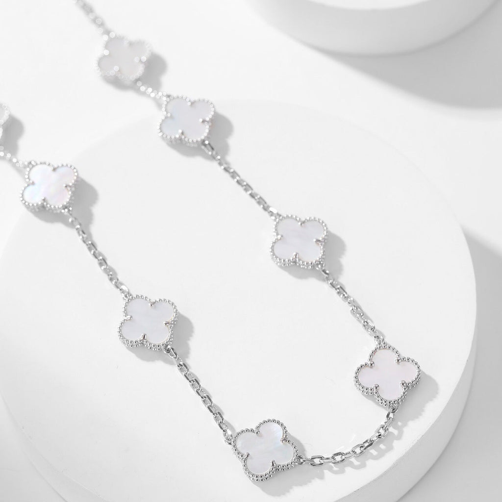 [Solara Jewelry ]CLOVER 10 MOTIFS WEISSE PERLMUTTKETTE