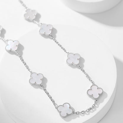 [Solara Jewelry ]CLOVER 10 MOTIFS WEISSE PERLMUTTKETTE