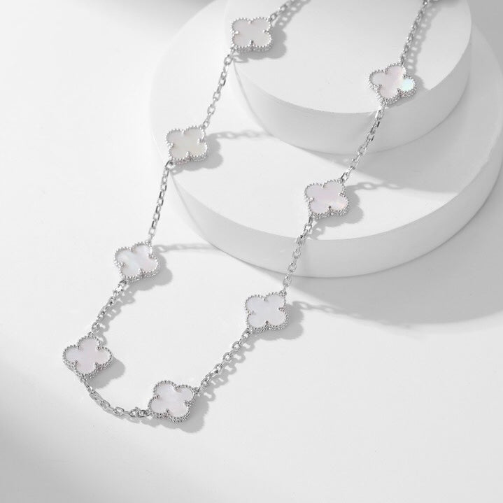 [Solara Jewelry ]CLOVER 10 MOTIFS WEISSE PERLMUTTKETTE