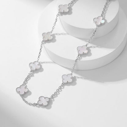 [Solara Jewelry ]CLOVER 10 MOTIFS WEISSE PERLMUTTKETTE