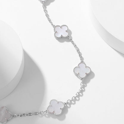 [Solara Jewelry ]CLOVER 10 MOTIFS WEISSE PERLMUTTKETTE