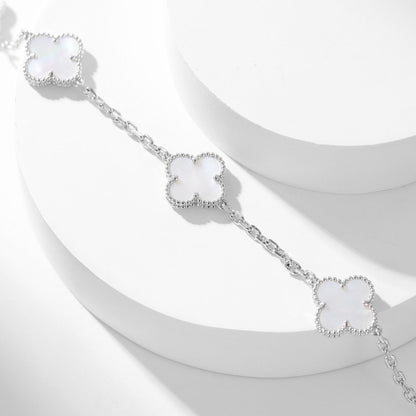 [Solara Jewelry ]CLOVER 10 MOTIFS WEISSE PERLMUTTKETTE