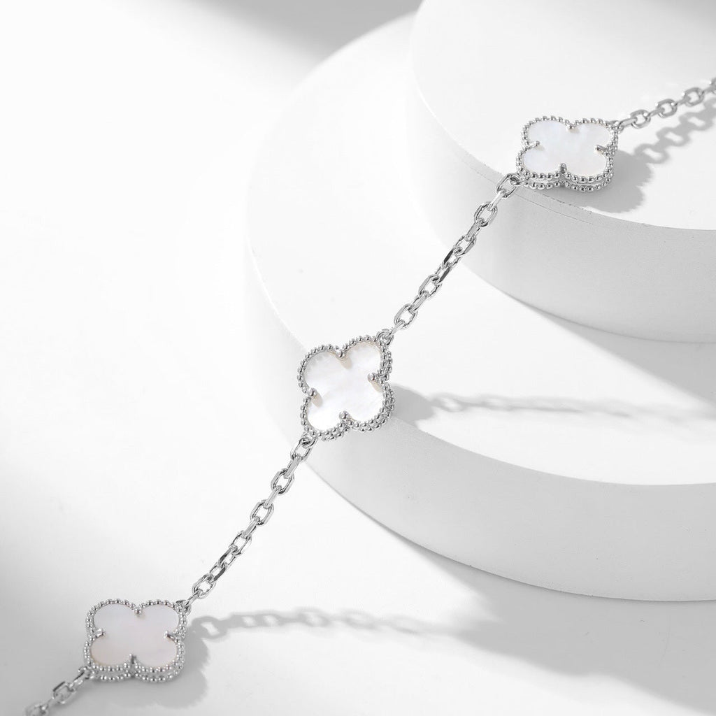 [Solara Jewelry ]CLOVER 10 MOTIFS WEISSE PERLMUTTKETTE