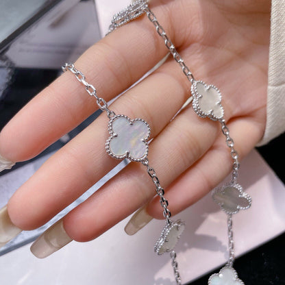 [Solara Jewelry ]CLOVER 10 MOTIFS WEISSE PERLMUTTKETTE