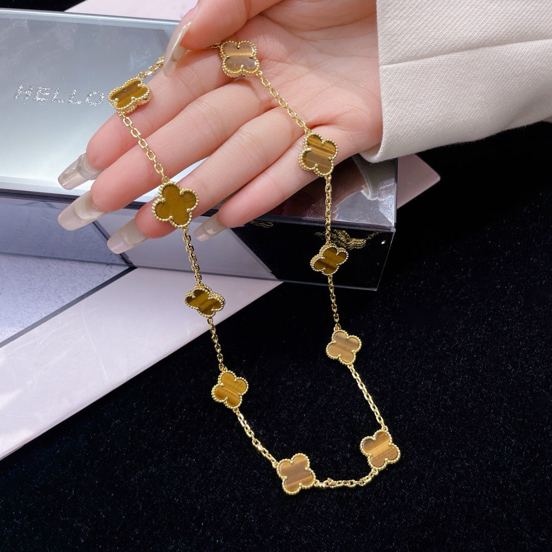 [Solara Jewelry ]KLEE 10 MOTIVE TIGERAUGE-HALSKETTE