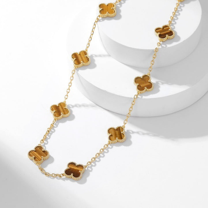 [Solara Jewelry ]KLEE 10 MOTIVE TIGERAUGE-HALSKETTE