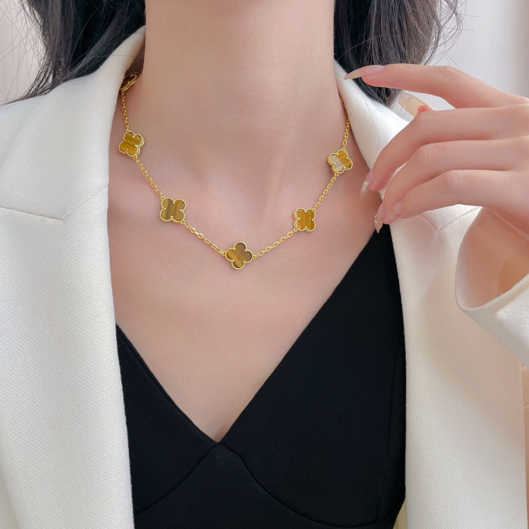 [Solara Jewelry ]KLEE 10 MOTIVE TIGERAUGE-HALSKETTE