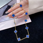 [Solara Jewelry ]クローバー 10モチーフ ブルーアゲートネックレス