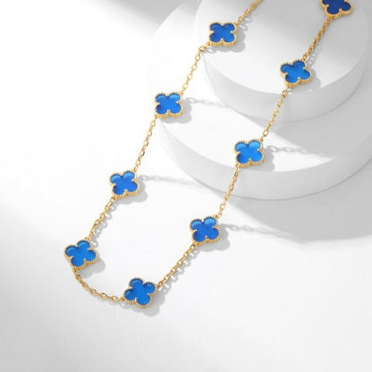 [Solara Jewelry ]KLEEBÜTE 10 MOTIVE BLAUER ACHAT HALSKETTE