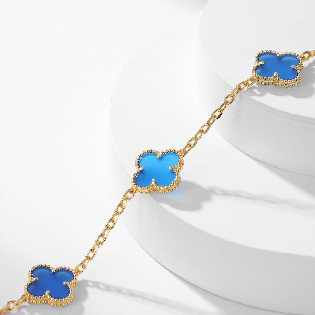 [Solara Jewelry ]クローバー 10モチーフ ブルーアゲートネックレス