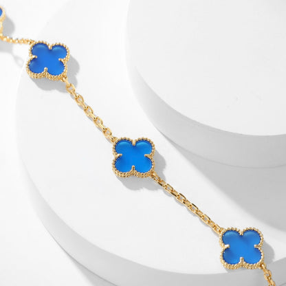 [Solara Jewelry ]KLEEBÜTE 10 MOTIVE BLAUER ACHAT HALSKETTE
