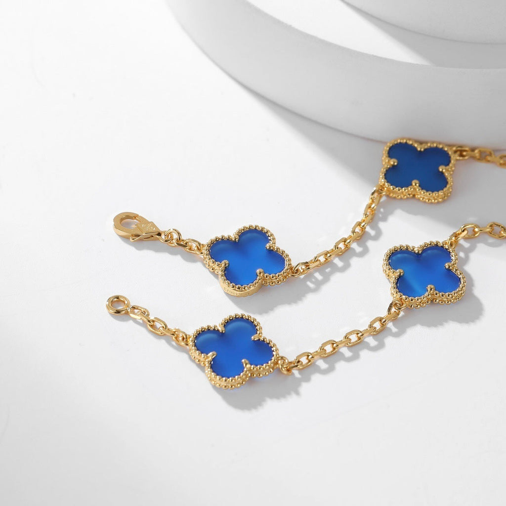 [Solara Jewelry ]クローバー 10モチーフ ブルーアゲートネックレス