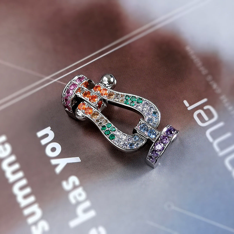 [Solara Jewelry ]FORC GROSSES HUFEISEN FARBIGES DIAMANTARMRETT SILBER